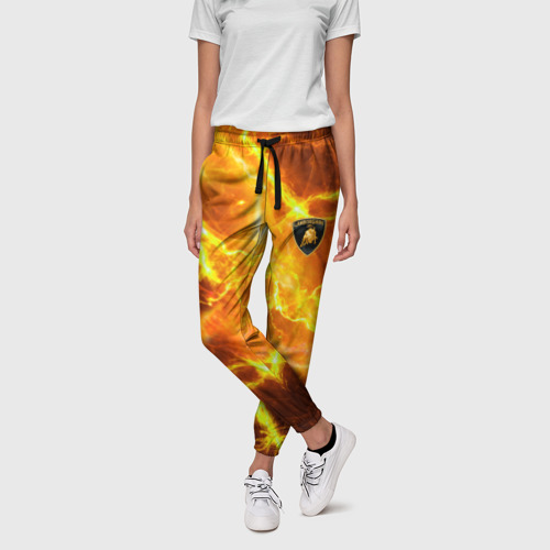 Женские брюки 3D с принтом Lamborghini - яркие молнии, фото на моделе #1
