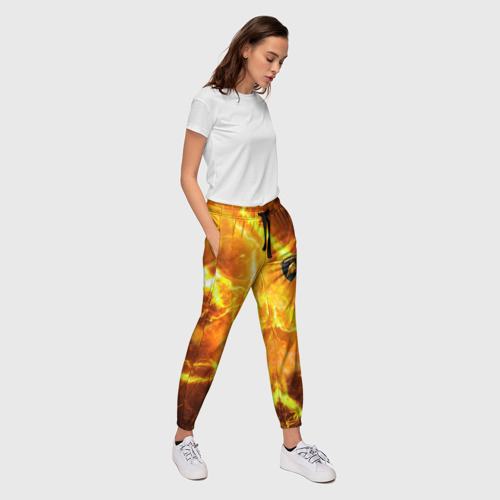 Женские брюки 3D с принтом Lamborghini - яркие молнии, вид сбоку #3