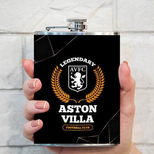 Фляга Лого Aston Villa и надпись legendary football club на темном фоне - фото 3