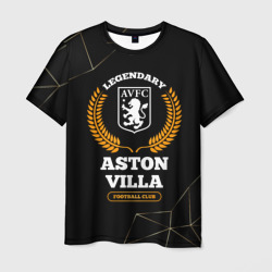 Мужская футболка 3D Лого Aston Villa и надпись legendary football club на темном фоне
