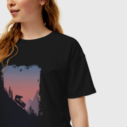 Женская футболка хлопок Oversize Медведь и внедорожник - фото 2