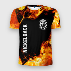 Мужская футболка 3D Slim Nickelback и пылающий огонь
