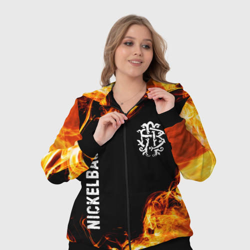 Женский костюм 3D Nickelback и пылающий огонь, цвет черный - фото 7
