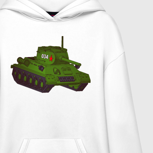 Худи SuperOversize хлопок Самый обычный танк, цвет белый - фото 3