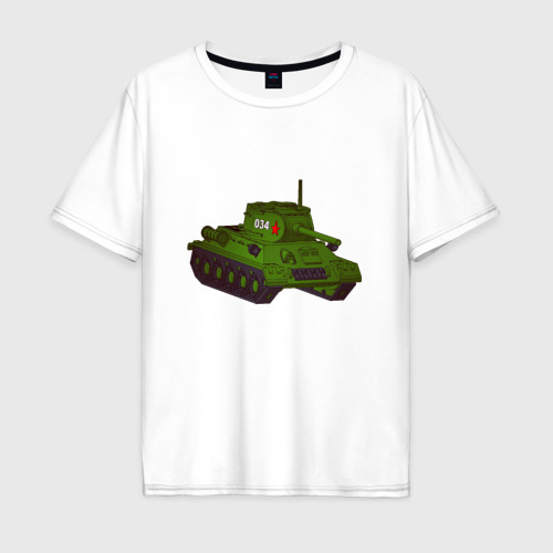 Мужская футболка хлопок Oversize с принтом Самый обычный танк, вид спереди #2