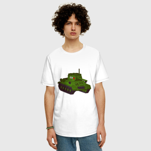 Мужская футболка хлопок Oversize с принтом Самый обычный танк, фото на моделе #1