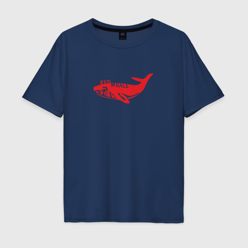 Мужская футболка хлопок Oversize с принтом Red Whale, вид спереди #2