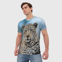Мужская футболка 3D Леопард африканский - фото 2