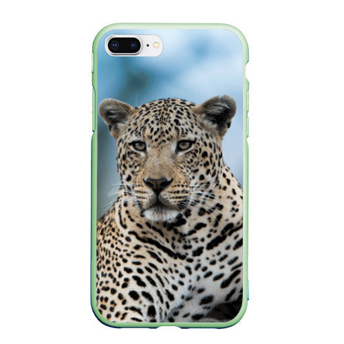 Чехол для iPhone 7Plus/8 Plus матовый Леопард африканский, цвет салатовый