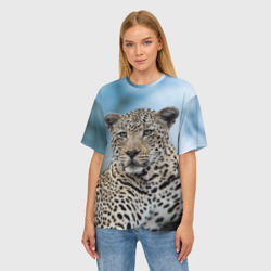 Женская футболка oversize 3D Леопард африканский - фото 2