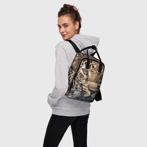 Женский рюкзак 3D с принтом Молодой леопард, вид сбоку #3