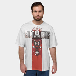 Мужская футболка oversize 3D White Cult Of The Cats - фото 2