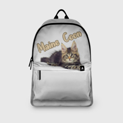 Рюкзак с принтом Мейн-кун котёнок для любого человека, вид спереди №3. Цвет основы: белый