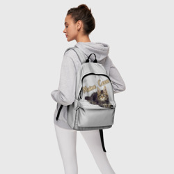 Рюкзак с принтом Мейн-кун котёнок для любого человека, вид спереди №4. Цвет основы: белый