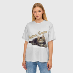 Женская футболка oversize 3D Мейн-кун котёнок - фото 2