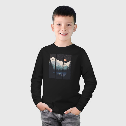 Детский лонгслив хлопок с принтом Бездорожье Сибирь, фото на моделе #1