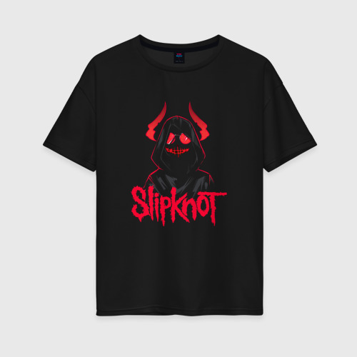 Женская футболка хлопок Oversize с принтом Slipknot - devil in me, вид спереди #2