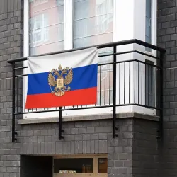 Флаг-баннер Герб России на фоне флага - фото 2