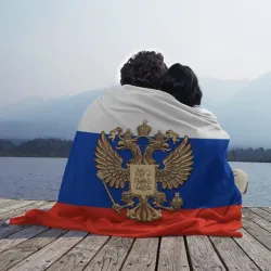 Плед 3D Герб России на фоне флага - фото 2