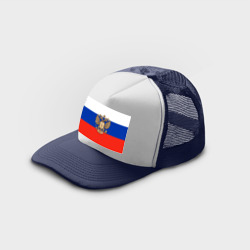 Кепка тракер с сеткой Герб России на фоне флага - фото 2