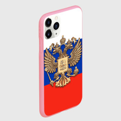 Чехол для iPhone 11 Pro Max матовый Герб России на фоне флага - фото 2