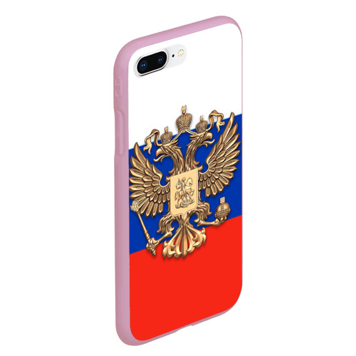 Чехол для iPhone 7Plus/8 Plus матовый с принтом Герб России на фоне флага, вид сбоку #3