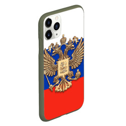 Чехол для iPhone 11 Pro матовый Герб России на фоне флага - фото 2