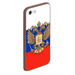 Чехол для iPhone 5/5S матовый Герб России на фоне флага - фото 2