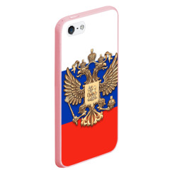 Чехол для iPhone 5/5S матовый Герб России на фоне флага - фото 2