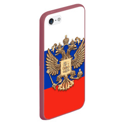 Чехол для iPhone 5/5S матовый Герб России на фоне флага - фото 2