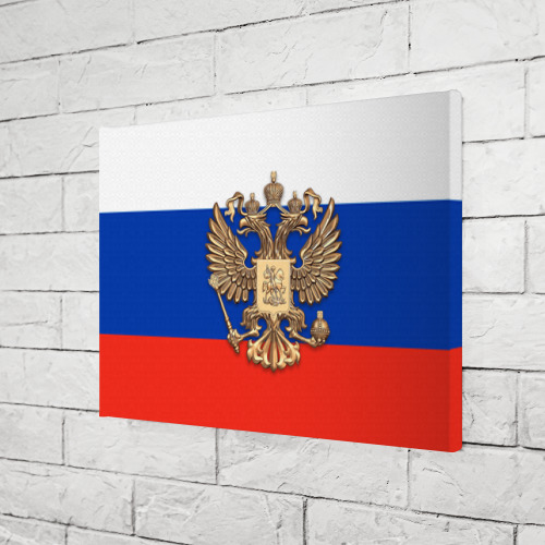 Холст прямоугольный Герб России на фоне флага, цвет 3D печать - фото 3