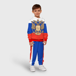 Детский костюм с толстовкой 3D Герб России на фоне флага - фото 2