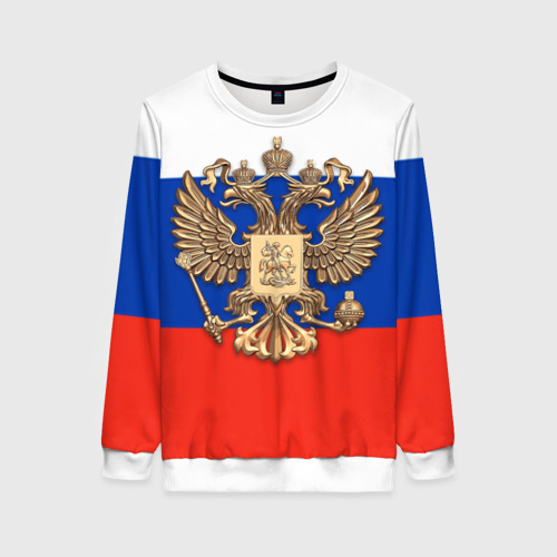 Женский свитшот 3D Герб России на фоне флага, цвет 3D печать