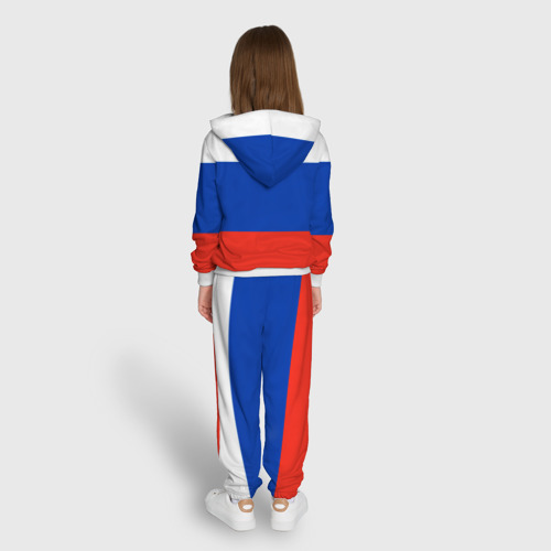 Детский костюм с толстовкой 3D Герб России на фоне флага, цвет белый - фото 6