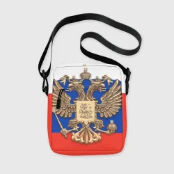 Сумка через плечо 3D Герб России на фоне флага