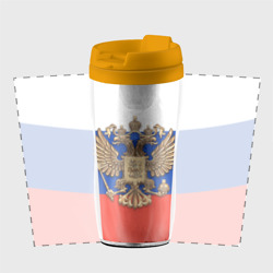 Термокружка-непроливайка Герб России на фоне флага - фото 2