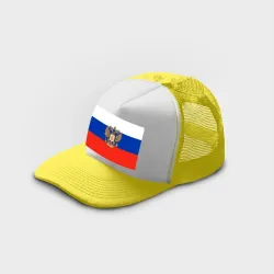 Кепка тракер с сеткой Герб России на фоне флага - фото 2