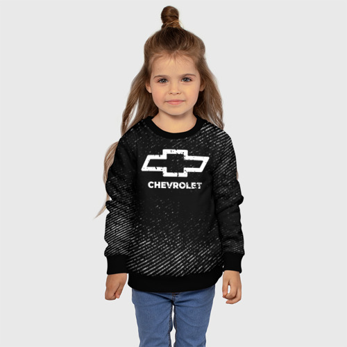 Детский свитшот 3D Chevrolet с потертостями на темном фоне, цвет 3D печать - фото 7