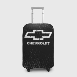 Чехол для чемодана 3D Chevrolet с потертостями на темном фоне