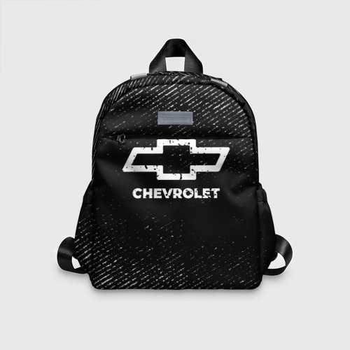 Детский рюкзак 3D с принтом Chevrolet с потертостями на темном фоне, вид спереди #2