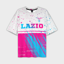 Мужская футболка oversize 3D Lazio neon gradient style: символ сверху