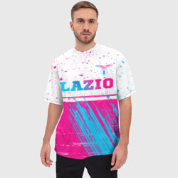 Мужская футболка oversize 3D Lazio neon gradient style: символ сверху - фото 2