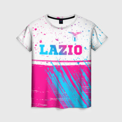 Женская футболка 3D Lazio neon gradient style: символ сверху