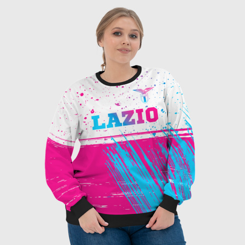 Женский свитшот 3D Lazio neon gradient style: символ сверху, цвет 3D печать - фото 6