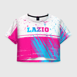 Женская футболка Crop-top 3D Lazio neon gradient style: символ сверху