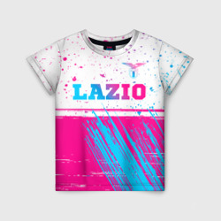 Детская футболка 3D Lazio neon gradient style: символ сверху