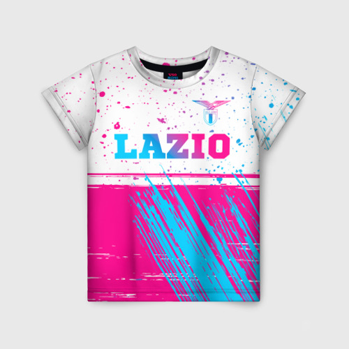 Детская футболка 3D Lazio neon gradient style: символ сверху, цвет 3D печать