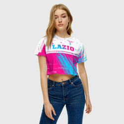 Женская футболка Crop-top 3D Lazio neon gradient style: символ сверху - фото 2