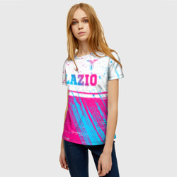 Женская футболка 3D Lazio neon gradient style: символ сверху - фото 2