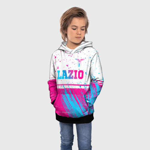 Детская толстовка 3D Lazio neon gradient style: символ сверху, цвет черный - фото 3